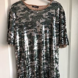 NWT - Zara Sequin Camouflage Minidress